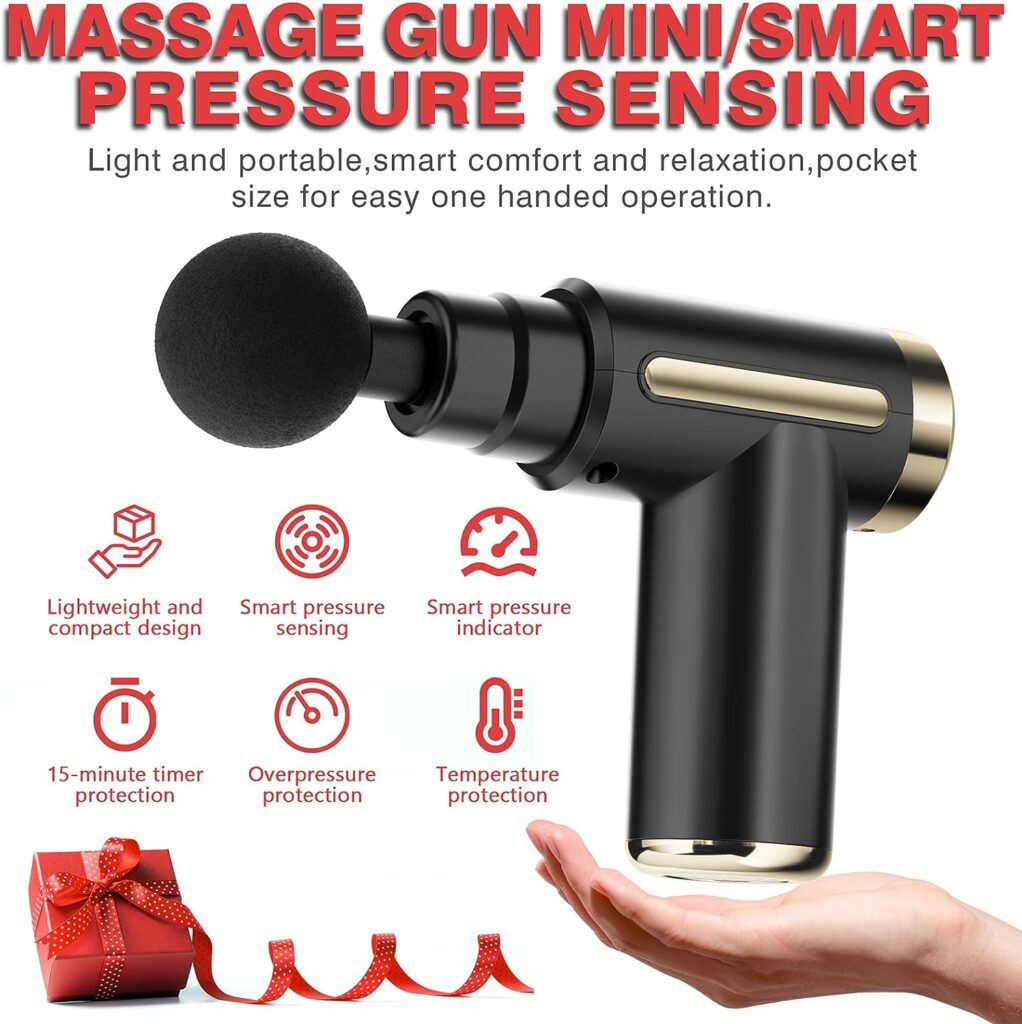 Cotsoco Mini Massage Gun Deep Tissue,6 Speeds Cordless Handheld Muscle Massager with 4 Massage Heads 1800mAh Battery  Type-C Charging, Super Quiet Chargeable Device for Muscle Pain Relief, Gifts